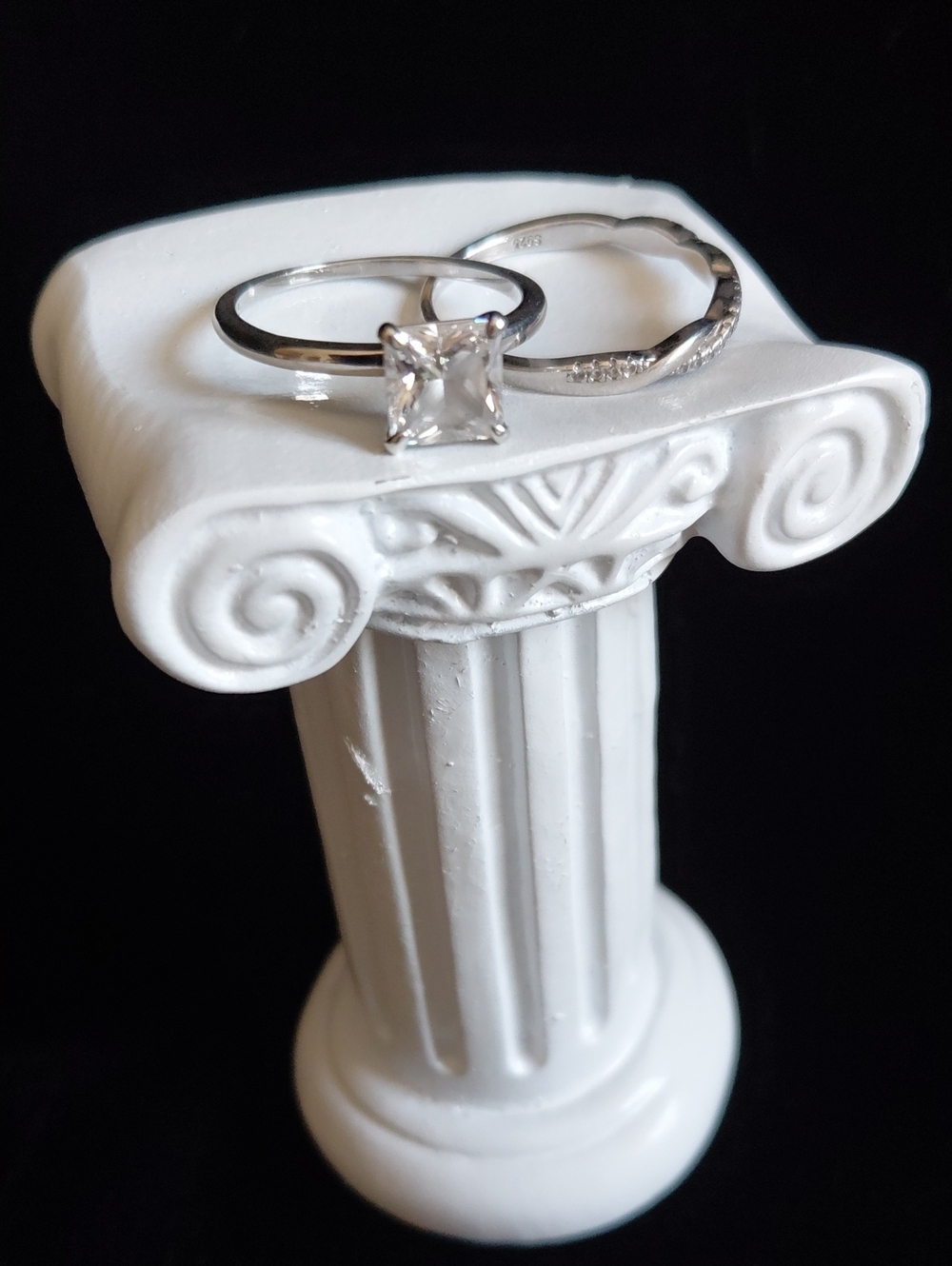 925 Sterling Silver CZ Princess Cut Ring Set Size 9.25 9.5